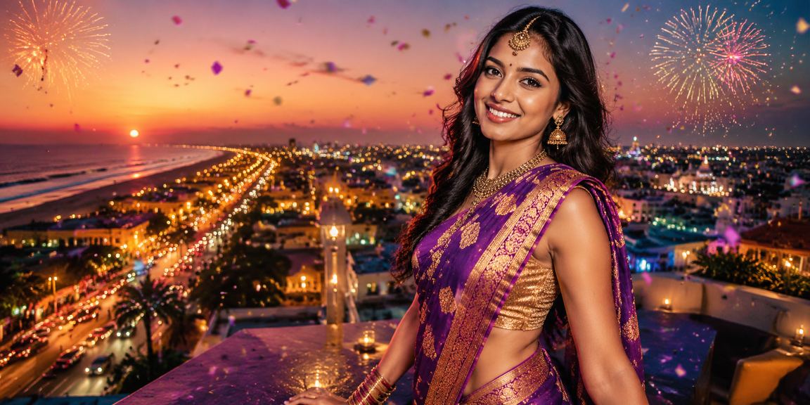 Young Indian woman enjoying online slots on mobile