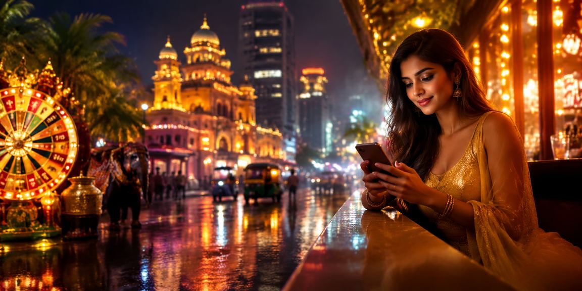 Nighttime slot gaming environment in Pune with lively colors